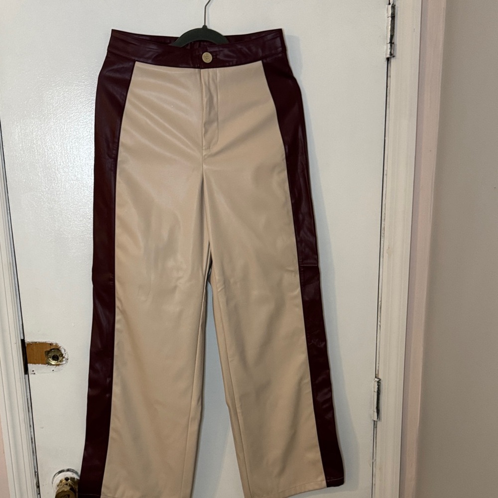 Stylish Two-Tone women’s pleather Pants